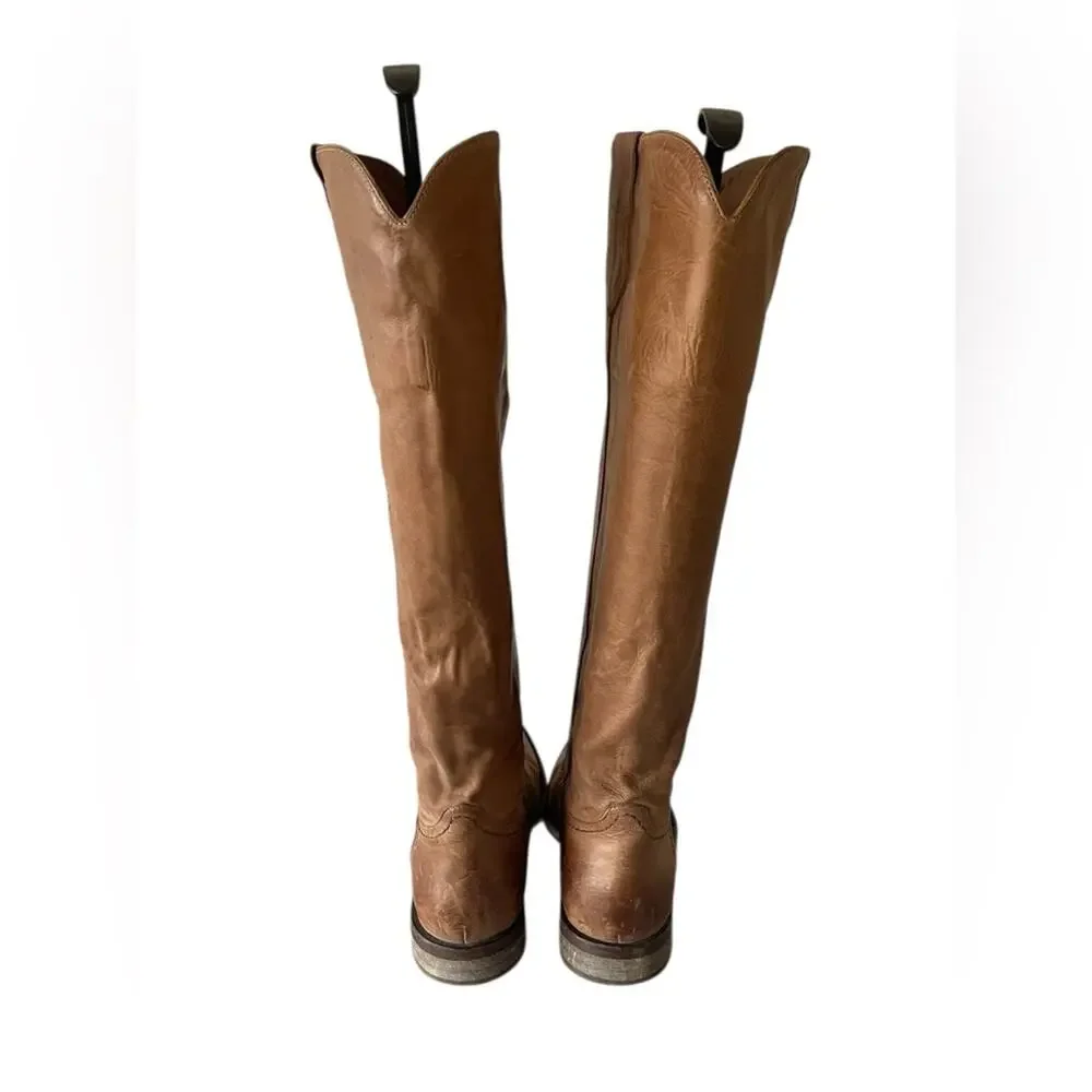 Lucchese Leather Braided Accents Riding Boots Women's Size: 8.5M
